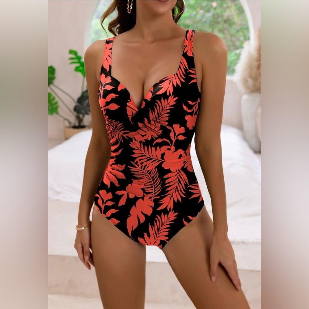 Eomenie Women's One Piece Swimsuits Tummy Control Ruched Push Up Bathing Suit